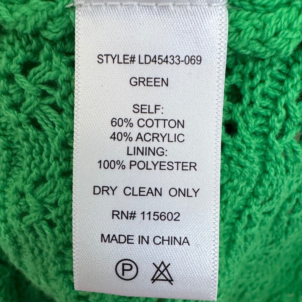 VICI Copacabana Beach Crochet Knit Midi Dress Green Size M Vacation Coverup - Picture 9 of 9